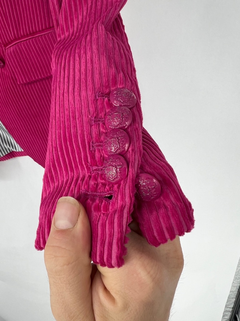 Veronica Beard Corduroy Gaya Dickey Blazer Jacket Hot Pink Size 2 - Picture 7 of 9
